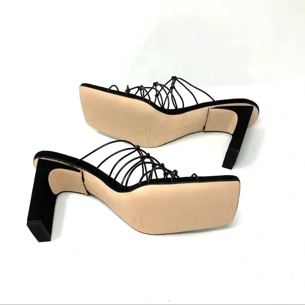 Good American Caged Mule Neoprene Heels NIB size 9
